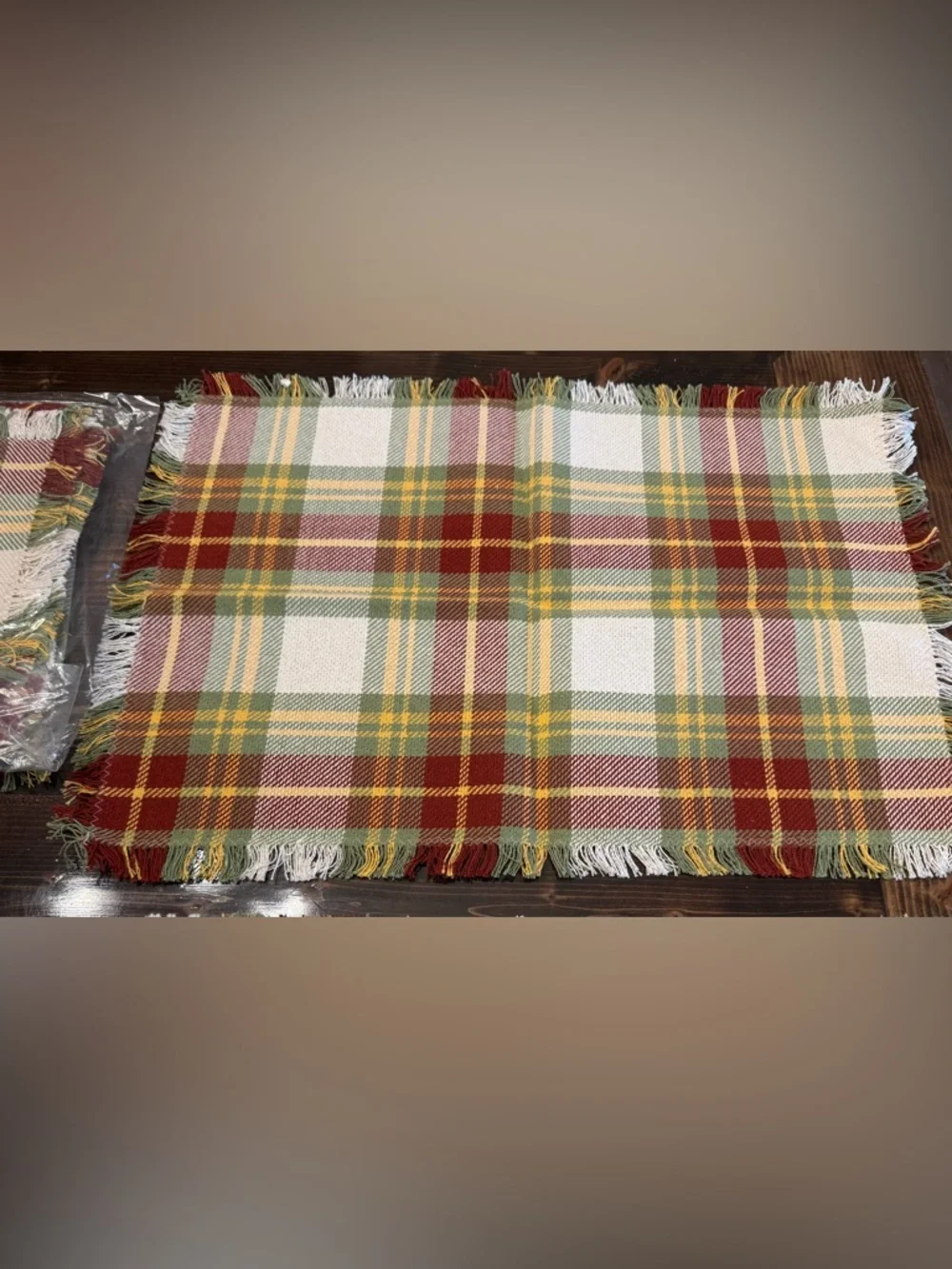 NEW Mountain Weavers Hartland Fall Plaid Set of 4 Placemats & Four Napkins